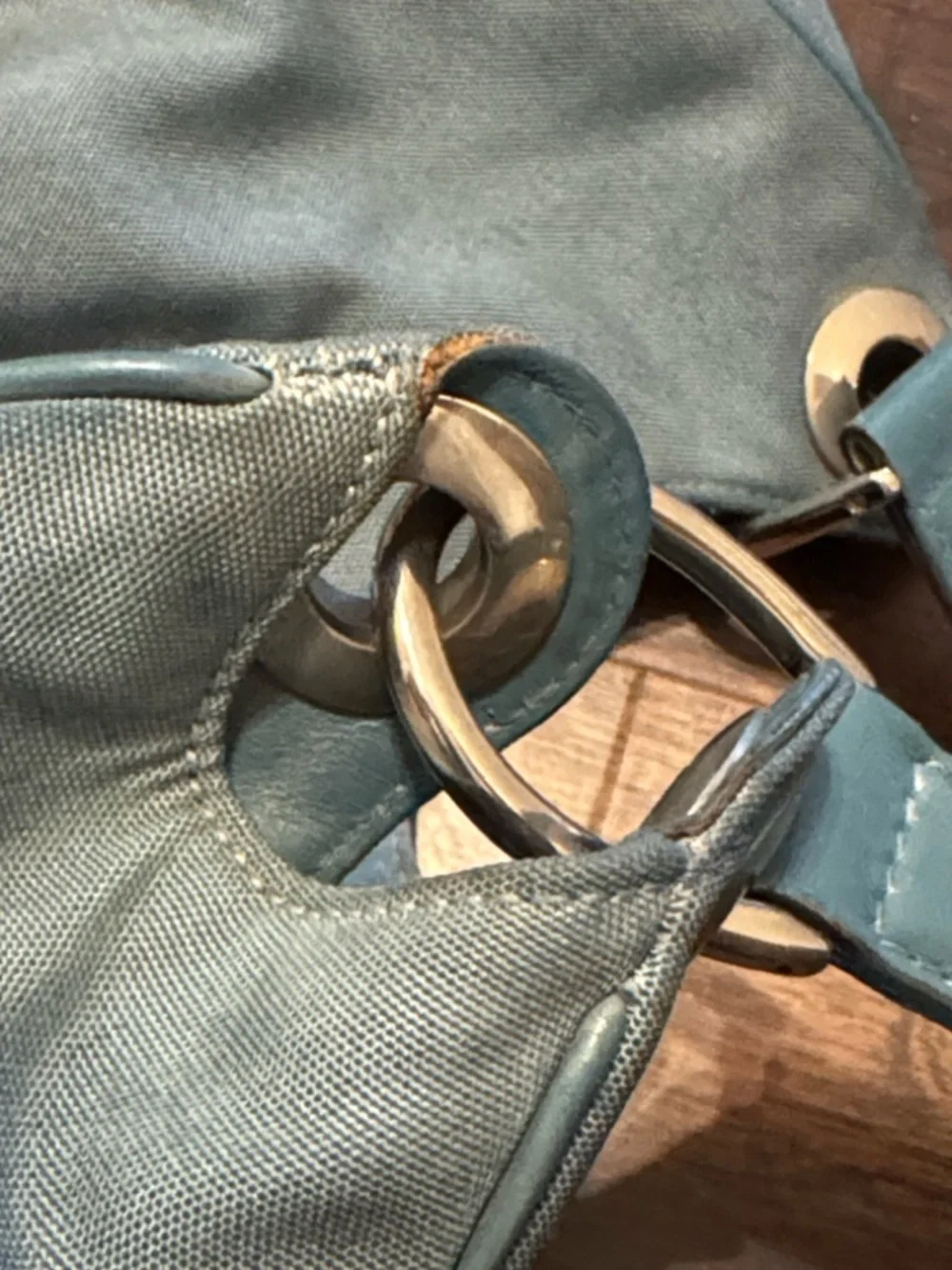 Gucci Light Blue Nylon Canvas Shoulder Bag with Silver Hardware 244342 204046